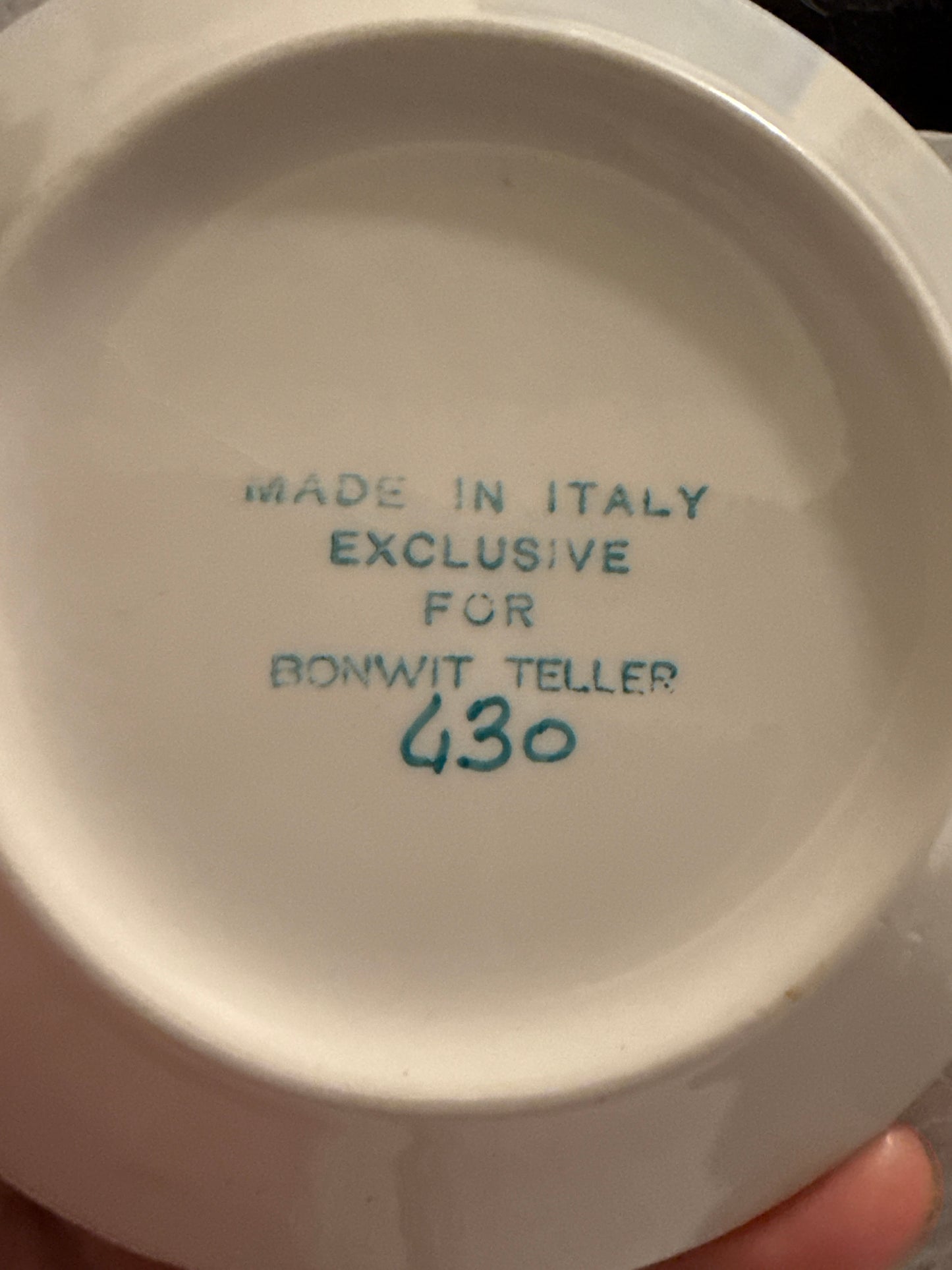 Cup and Two Saucers Made in Italy Exclusive For Bonwit Teller